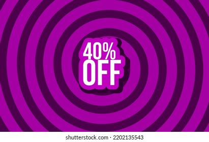 40% Sale Off Banner Discount Illustration Business Vector Purple Spiral White Bebas