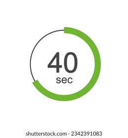 40 sec Digital Countdown Timer Vector Icon. 40 sec Stopwatch Analog or Digital Timer Illustration.