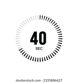 40 second timer clock. 40 sec stopwatch icon countdown time digital stop chronometer.