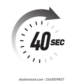 40 seconds timer Clocks, 40 sec stopwatch or countdown icon.