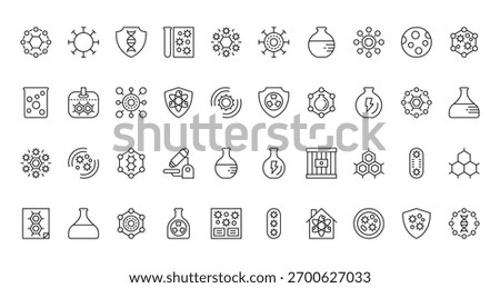 40 set of outline web scientific icons such as biology, cellular, ferment, nuclear, immune system, power, research vector thin icons for report, presentation, diagram, web design, mobile app