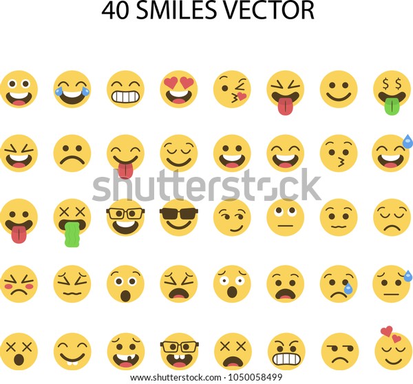 40 Smiles Emoji Vector Illustrator Stock Vector Royalty Free 1050058499