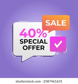 40% special offer beautiful
Discount, promotion, sale, special offer
Vector offer icon