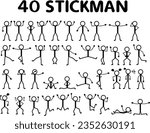 40 stickman set, pictogram, stick figure