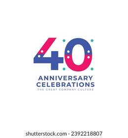 40 Th Anniversary Celebration Vector Template Design Illustration