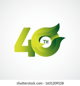 40 Th Anniversary Celebrations Green gradient Vector Template Design Illustration