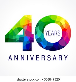 40 Th Anniversary Numbers. 40s Years Old Logotype. Bright Congrats. Isolated Abstract Graphic Design Template. Creative 4, 0 3D Digits. Up To 40% -40% Percent Off Discount Sign. Congratulation Concept