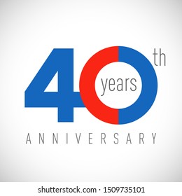 Cifras del 40 aniversario. Congregaciones de 40 años, logotipo colorido. Felicitaciones. Plantilla de diseño gráfico abstracto aislada. Dígitos coloreados. Hasta un 40% de descuento. Concepto del logo del aniversario.