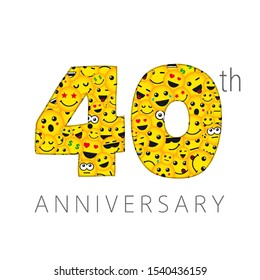 40 th anniversary numbers. 40 years old yellow coloured logotype. Age congrats, congratulation idea. Isolated abstract graphic design template. Creative 4, 0 digits. 