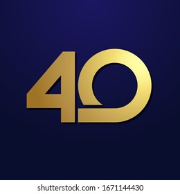 40 Jubiläumszahlen. 40 Jahre altes Logo. Luxuriöse goldene Gratzen. Abstrakte Grafikdesign-Vorlage einzeln. Kreative Glückwünsche, Discount-Konzept.