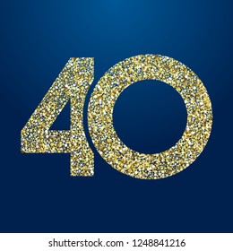 40 th years old logotype. Isolated golden color abstract dot graphic symbol of 40%. Shiny straight elegant cut label design template. Round shape digits, up to -40 % percent off sign. Discount emblem. - Powered by Shutterstock - Get 15% off with code: PIKWIZARD15