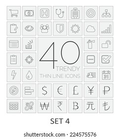 40 Thin Line Icons. Set 4. 