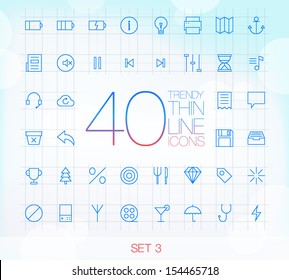 40 Trendy Thin Icons for web and mobile Set 3