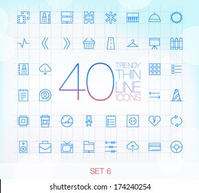 40 Trendy Thin Icons for web and mobile Set 6