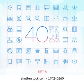 40 Trendy Thin Icons for web and mobile Set 5