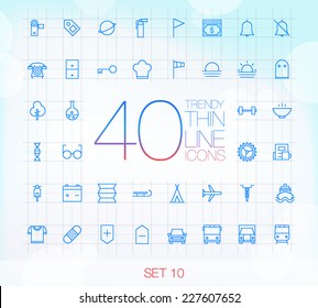 40 Trendy Thin Icons for web and mobile Set 10