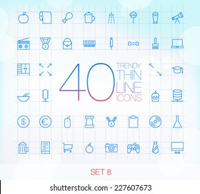 40 Trendy Thin Icons for web and mobile Set 8