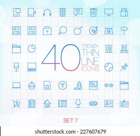 40 Trendy Thin Icons for web and mobile Set 7