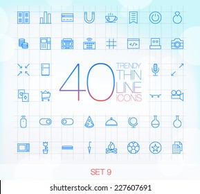 40 Trendy Thin Icons for web and mobile Set 9