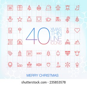 40 Trendy Thin Icons for web and mobile: Merry Christmas