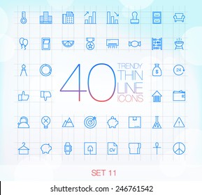 40 Iconos Thin de moda para web y móvil Set 11