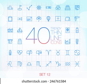 40 Trendy Thin Icons for web and mobile Set 12