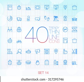 40 Trendy Thin Icons for web and mobile Set 14