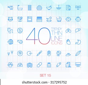 40 Trendy Thin Icons for web and mobile Set 15