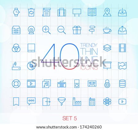 40 Trendy Thin Icons for web and mobile Set 5
