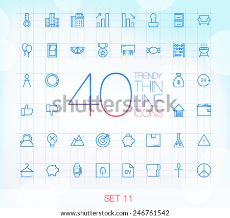 40 Trendy Thin Icons for web and mobile Set 11