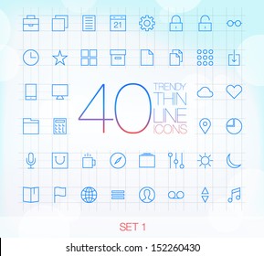 40 Trendy Thin Line Icons For Web And Mobile Set 1