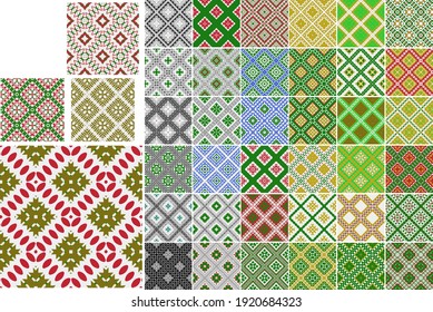 40 Universal different geometric seamless patterns. Endless vector texture can be used for wrapping wallpaper, pattern fills, web background,surface textures. Set of multicolored ornaments.