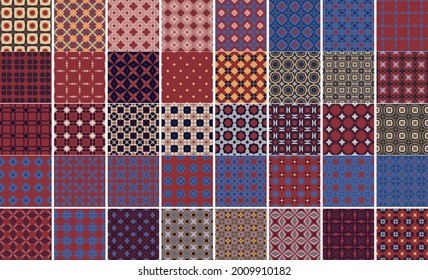 40 Universal different geometric seamless patterns. Endless vector texture can be used for wrapping wallpaper, pattern fills, web background,surface textures. Set of colorful ornaments.