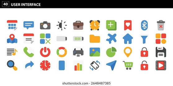 40 User Interface Icons: Essential UI Elements for Web, Mobile App Design, and Digital Product Development