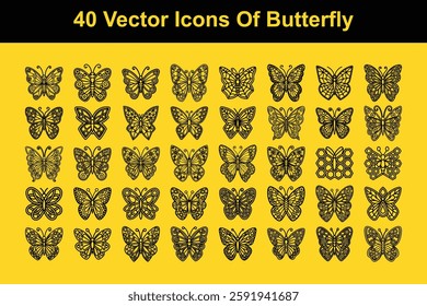 40 Vector Icons Of Butterfly