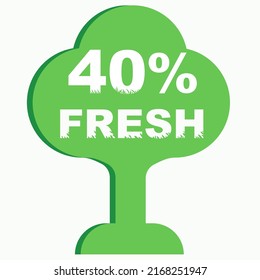 40% Vector Illustration of Fresh food everyday graphic label or sticker on white background, vector design illustration. Suitable for product label