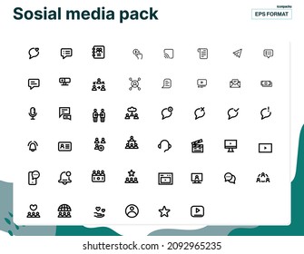 Más de 40+ Vector establece los iconos de línea de los medios sociales para los conceptos modernos, sitios web, aplicaciones y anuncios.