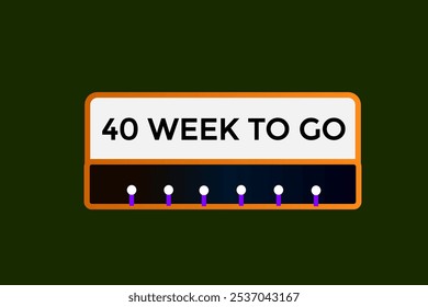 40 semana para ir, ícone, stile, temporizador, contagem regressiva, relógio, tempo, fundo, modelo, 40 semana para ir contagem regressiva, adesivo, banner esquerdo, negócio, venda, botão de etiqueta

