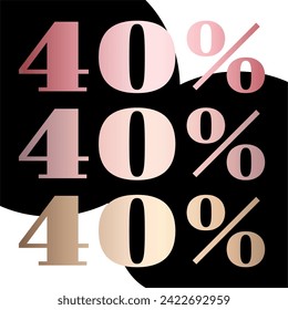 40% written with metallic effect on a background with circles.