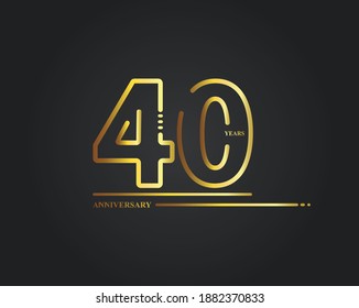 40 Year Anniversary celebration with golden color vector number
