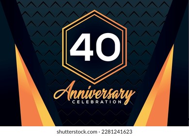 40 year anniversary celebration logo design with elegance double orange line on luxury background