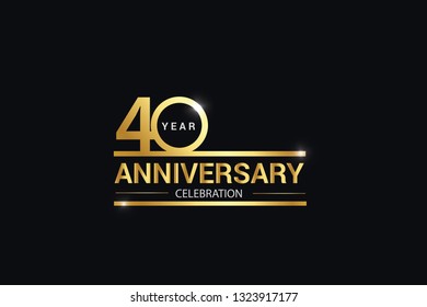 40 year anniversary celebration logotype. anniversary logo with golden and Spark light white color isolated on black background, vector design for celebration, invitation and greeting card - vector