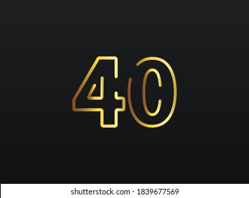 40 Year Anniversary celebration number vector, modern and elegant golden design. Eps10 illustration 
 