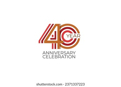 40 year anniversary. celebration with retro style in 3 colors, red, pink and brown on white background for invitation card, poster, internet, design, poster, greeting cards, event - vector