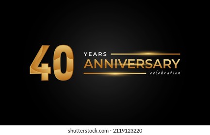 40 Year Anniversary Celebration with Shiny Golden and Silver Color for Celebration Event, Wedding, Greeting card, and Invitation Isolated on Black Background