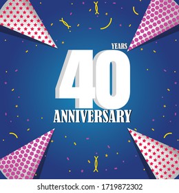 40 años de celebración, diseño vectorial para celebraciones, tarjetas de invitación y tarjetas de felicitación