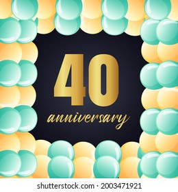 Celebración del 40 aniversario, diseño vectorial para celebraciones, tarjetas de invitación y tarjetas de felicitación