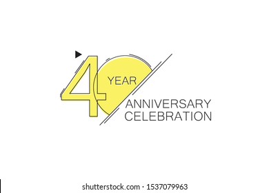 40 year Anniversary comical look, simple line art, Sleek and Clean Design   - Vector