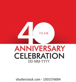 40 Year Anniversary Concept Red Color and White, For Invitation, banner, ads, greeting card - Vector