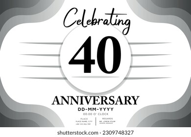40 year anniversary flat black color logotype style with hand lettering on white background